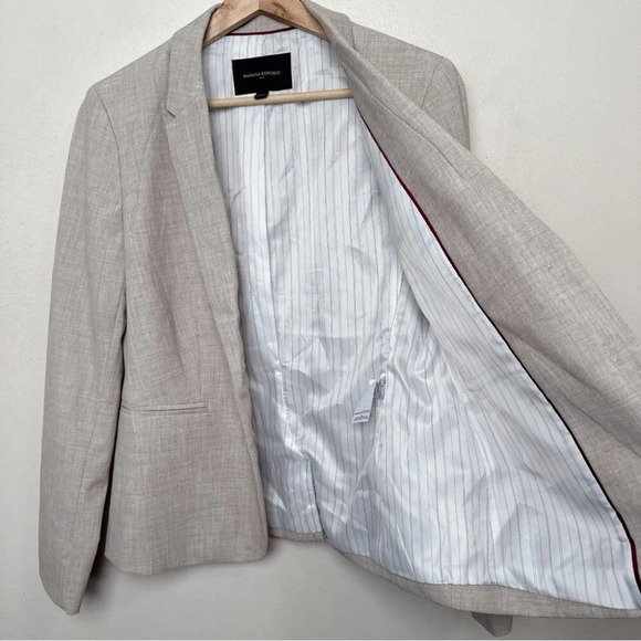 Banana Republic Womens 6 Khaki Stretch Flax Career Blazer - Picture 13 of 16